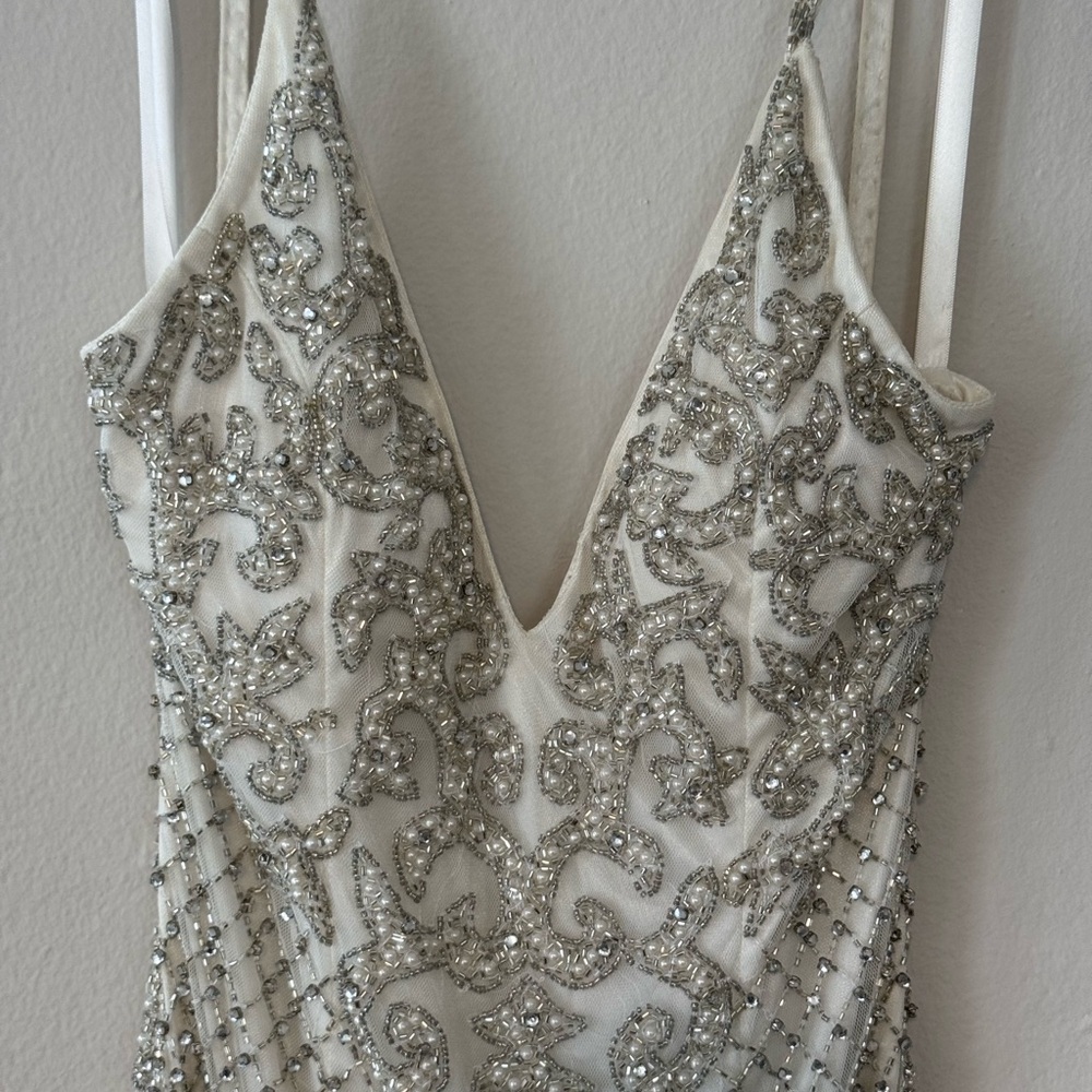 Elegant Silver Embellished Prom Dress